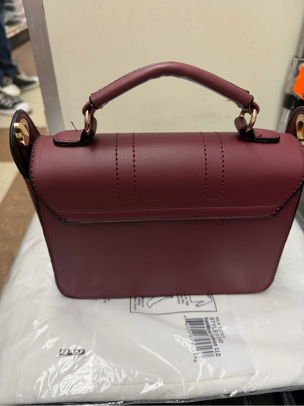 Structured Top-Handle Satchel in Wine